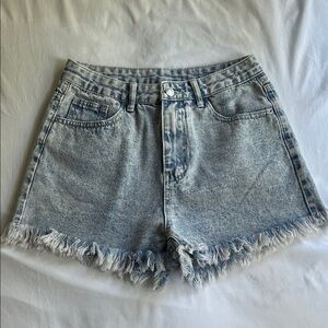 Distressed Washed Denim Shorts